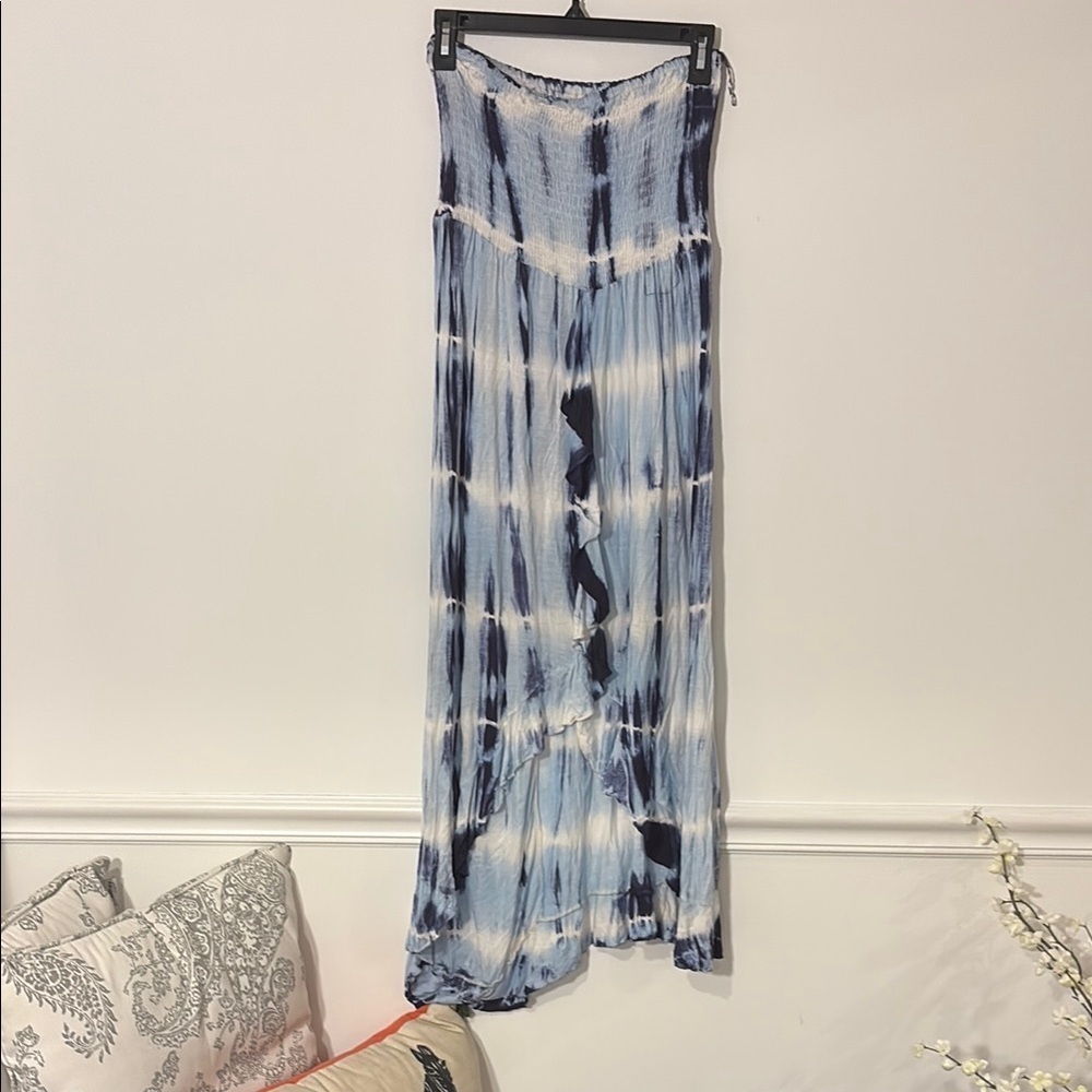 Raviya Blue Pleated A-Line Maxi Dress